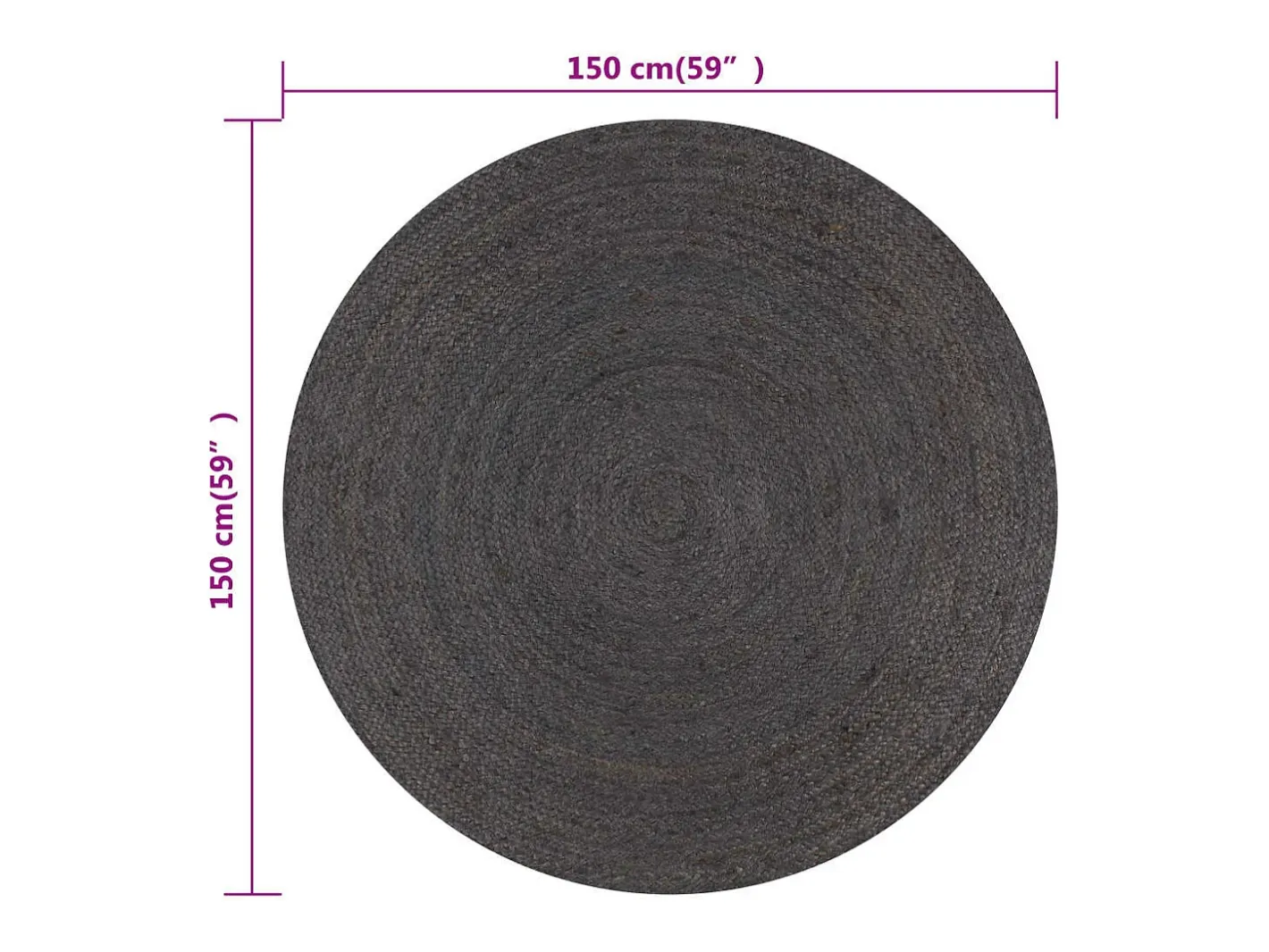 Clicnbuy Alfombra de yute tejida a mano 150 cm oscuro Gris New