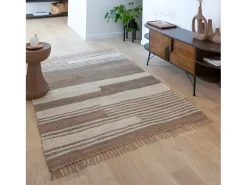 Made In Meubles Alfombra De Salón-Alfombra de yute y algodón Robin para una decoración natural y acogedora Topo