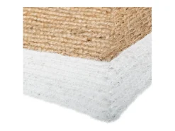 Hot Atmosphera Alfombra decorativa de yute natural 120x170 cm con borde de algodón, grosor 1 cm, estilo auténtico y natural Blanco