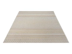 the carpet Alfombra De Exterior-Alfombra Exterior Interior diseño moderno - Beige Amarillo - 120 x 160 cm - CALGARY Dorado