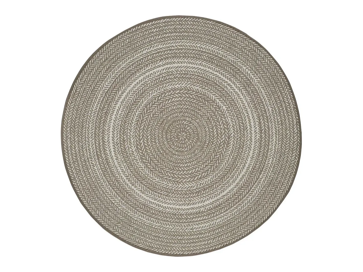 Alfombra De Exterior|Alfombra Redonda-Alfombra exterior redonda - intérieur-extérieur - lino - diam.120 cm - SILVANA Color natural claro