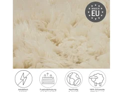 Alfombra De Salón-Alfombra Flokati de Grecia 160x160 cm Naturaleza Flokos XXL Color natural claro