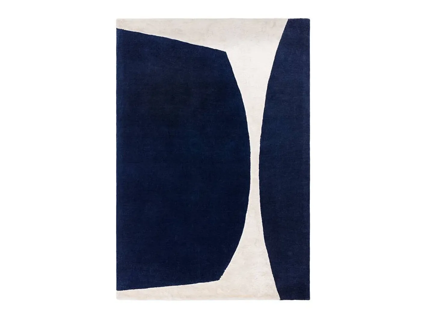Alfombra De Salón-Alfombra geométrica de lana y viscosa - 200x290cm - marino, crema - Matrix Signature Azul