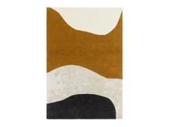 Online Alfombra geométrica de lana, viscosa y nylon - 120x170cm - negro, crema, ocre - Matrix Signature Multicolor