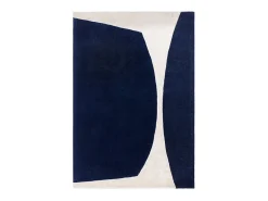 Alfombra geométrica de lana y viscosa - 120x170cm - marino, crema - Matrix Signature Azul Best