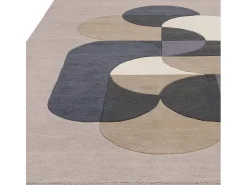 Alfombra De Salón-Alfombra geométrica, hecha a mano 100% lana - 200x290cm - , azul, negro, beige, crema - Matrix Statement Gris