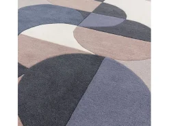 Alfombra De Salón-Alfombra geométrica, hecha a mano 100% lana - 200x290cm - , azul, negro, beige, crema - Matrix Statement Gris
