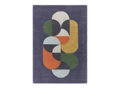 Alfombra De Salón-Alfombra geométrica, hecho a mano 100% lana - 160x230cm - , verde, crema, naranja, oro - Matrix Statement Azul