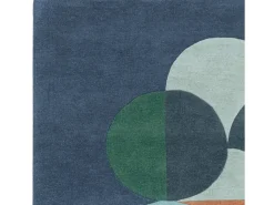 Alfombra De Salón-Alfombra geométrica, hecho a mano 100% lana - 160x230cm - , verde, crema, naranja, oro - Matrix Statement Azul
