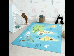 Best the carpet Alfombra Happy Life de Aprendizaje - - 120x160 cm Azul