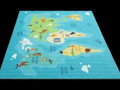 the carpet Alfombra De Salón|Alfombra Infantil-Alfombra Happy Life de Aprendizaje - - 80x150 cm Azul