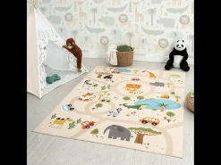 the carpet Alfombra Happy Life Juego Safari - - 200 cm Redonda Beige Hot