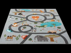 the carpet Alfombra Happy Life Juego Safari - - 80x150 cm Gris