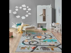 the carpet Alfombra Happy Life Juego Safari - - 80x150 cm Gris