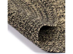 Clicnbuy Alfombra De Salón|Alfombra Redonda-Alfombra hecha a mano de yute negra y natural 90 cm Negro