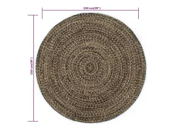 Alfombra hecha a mano de yute y natural 150 cm Negro Outlet