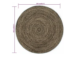 Clicnbuy Alfombra hecha a mano de yute marrón y 240 cm Negro Hot