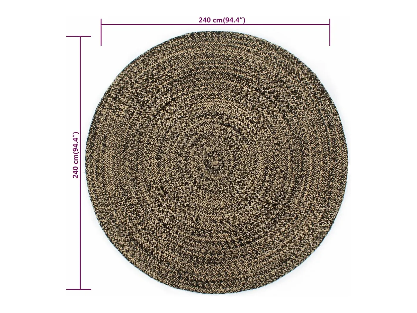 Clicnbuy Alfombra hecha a mano de yute marrón y 240 cm Negro Hot