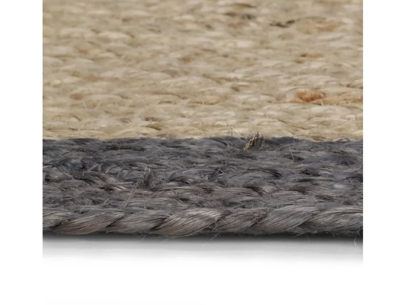 Outlet Alfombra hecha a mano de yute con borde oscuro 150 cm ES16933 Gris
