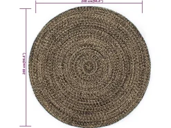 Alfombra De Salón|Alfombra Redonda-Alfombra hecha a mano de yute marrón y 240 cm ES66263 Negro