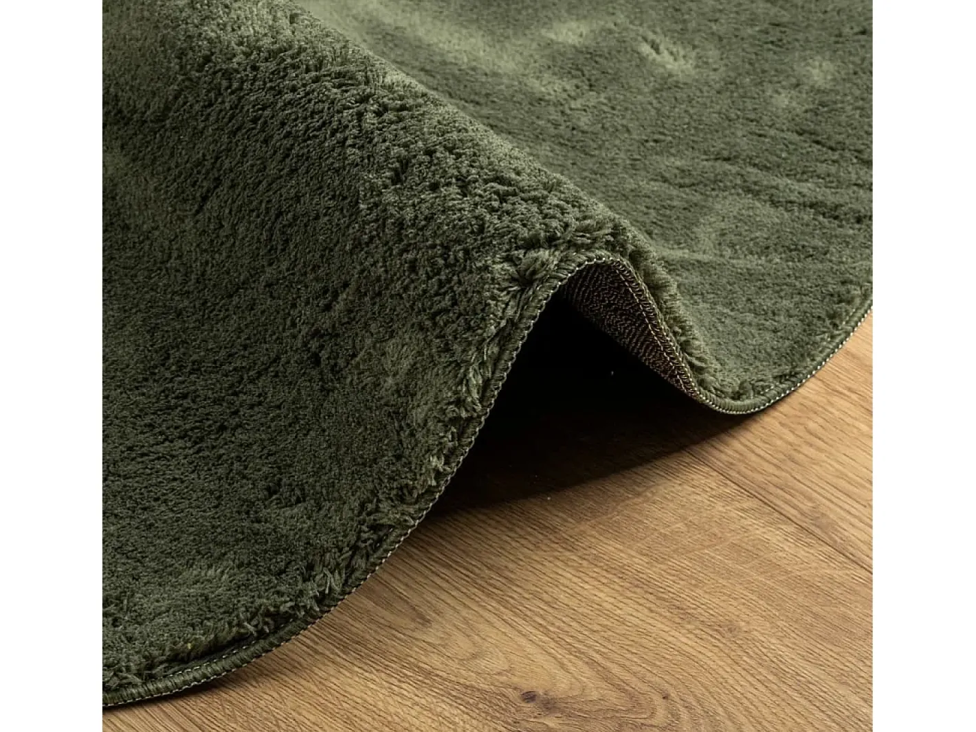 Alfombra HUARTE de pelo corto suave y lavable, bosque, Ø 100 cm Verde Sale