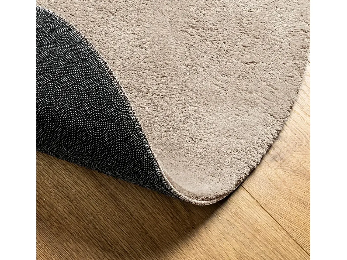 New Alfombra HUARTE de pelo corto suave y lavable, color arena, Ø 80 cm Marru00f3n