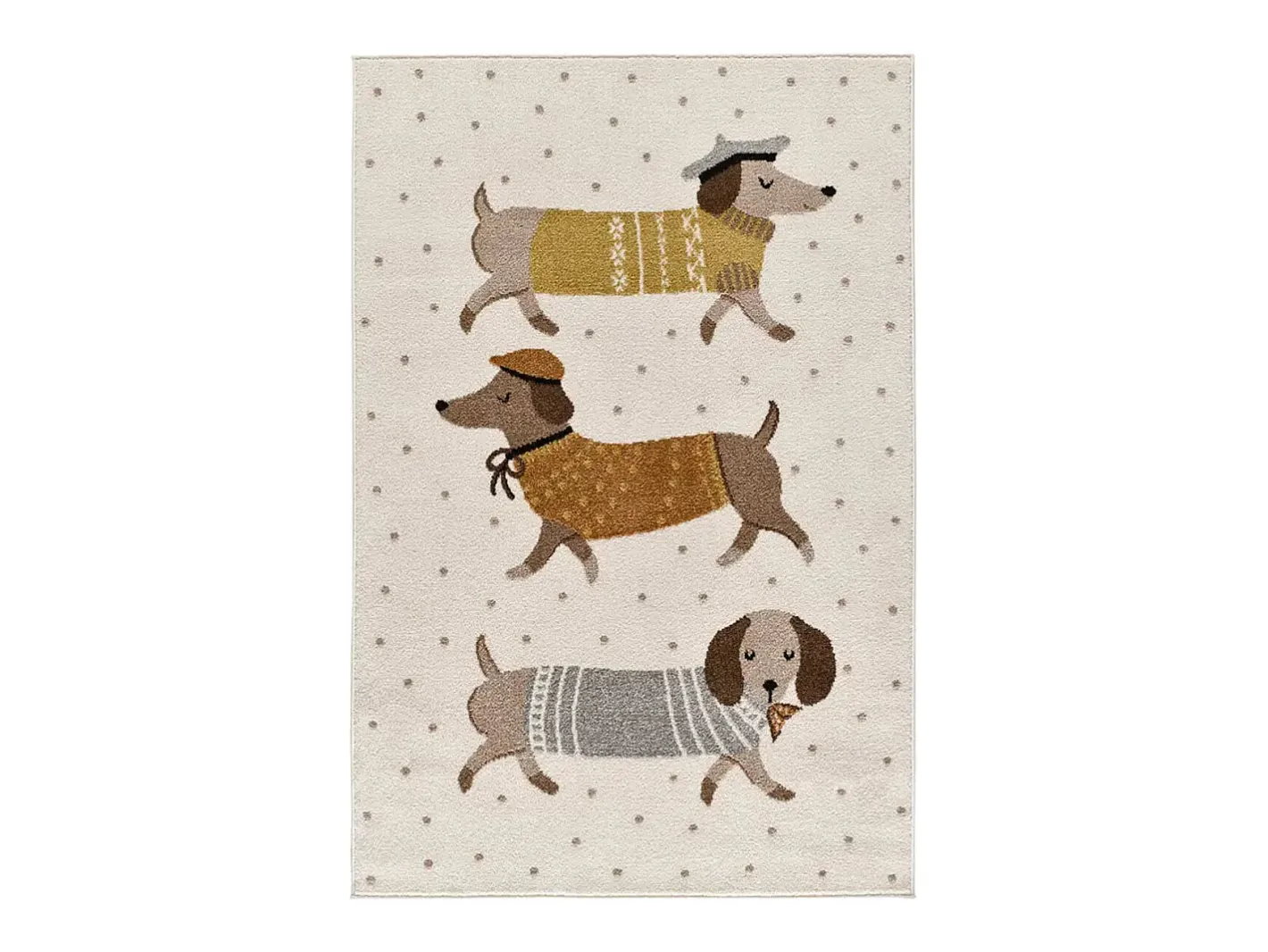Alfombra Infantil-Alfombra infantil - perros salchicha - blanco - 120 x 170 cm - BEATS Blanco / Multicolor