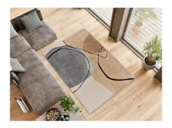 Alfombra interior - abstracto - beige / gris - 140 x 200 cm - LESSIA Gris / Beige Outlet