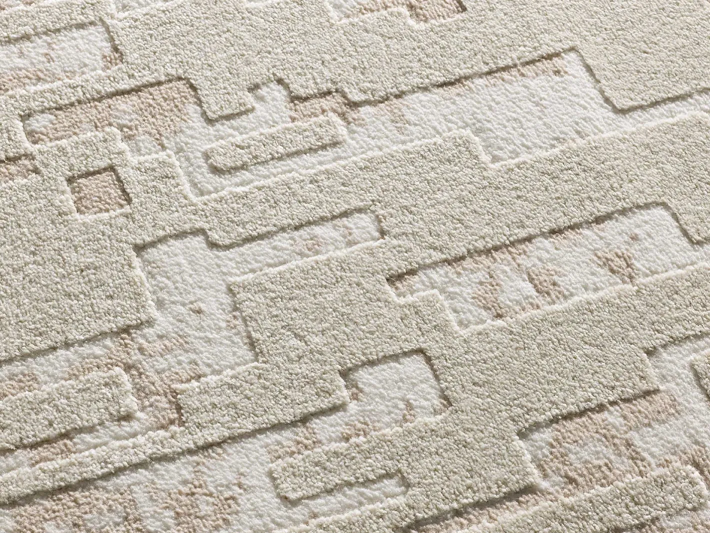 Alfombra interior - abstracto con relieve - - 80 x 150 cm - BARESA Beige Discount