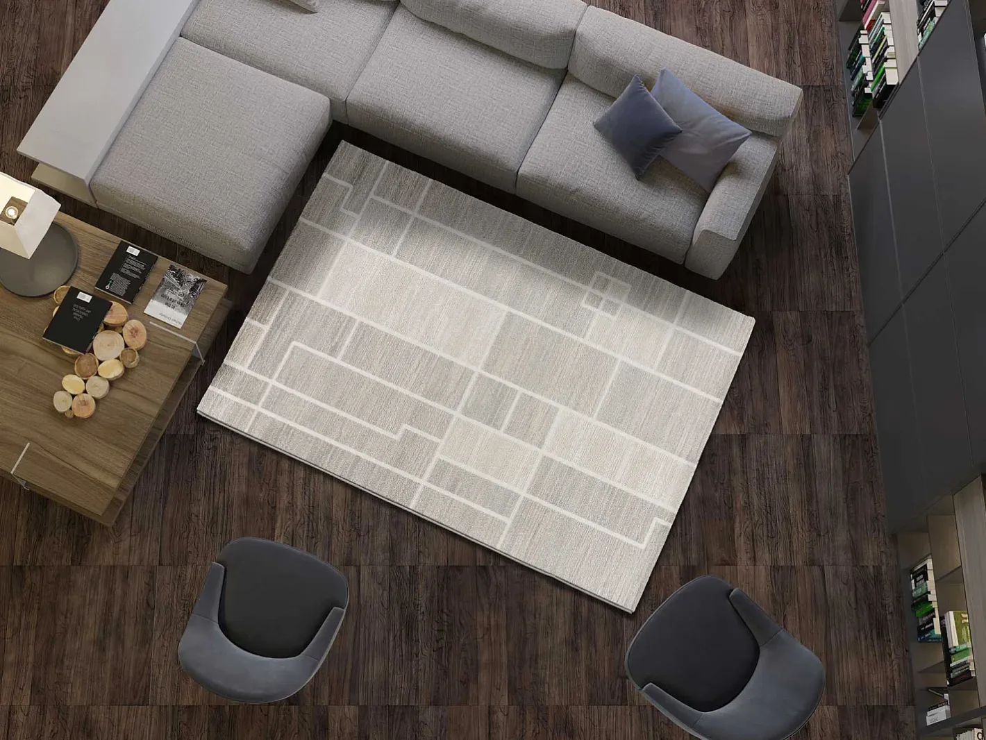 Outlet Alfombra interior - abstracto - - 80 x 150 cm - HL-ORIGIN Crema