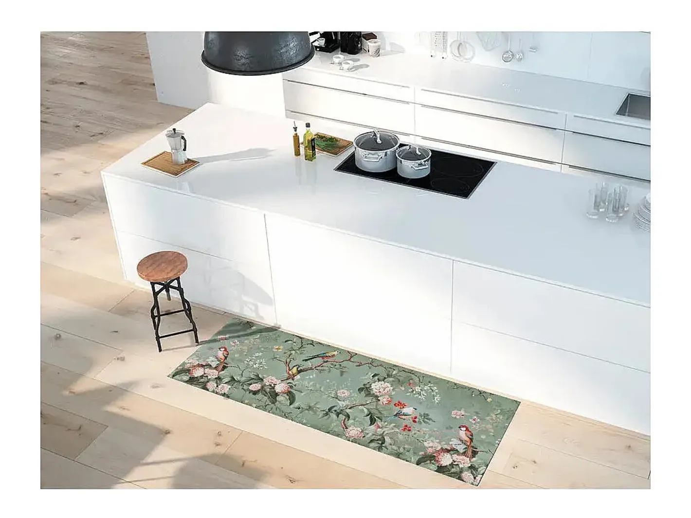 Sale Alfombra interior - dibujos con flores - multicolor - 52 x 200 cm - RICCI Verde