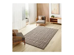 Discount Alfombra interior - escandinavo con relieve - piedra - 152 x 235 cm - JUNO Topo
