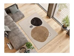 Online Alfombra interior - formas orgánicas - beige / negro - 160 x 230 cm - LESSIA Negro / Beige