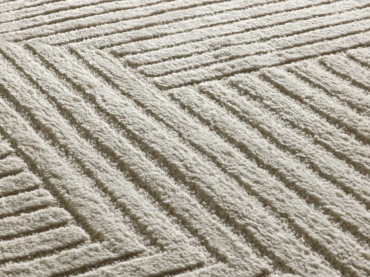 Alfombra interior - geométrico con relieve - - 80 x 150 cm - VERONA Crema