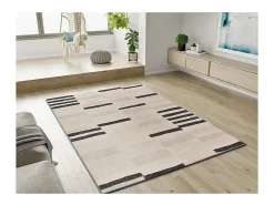 Clearance Alfombra interior - geométrico - beige / negro - 80 x 150 cm - LESSIA Negro / Beige