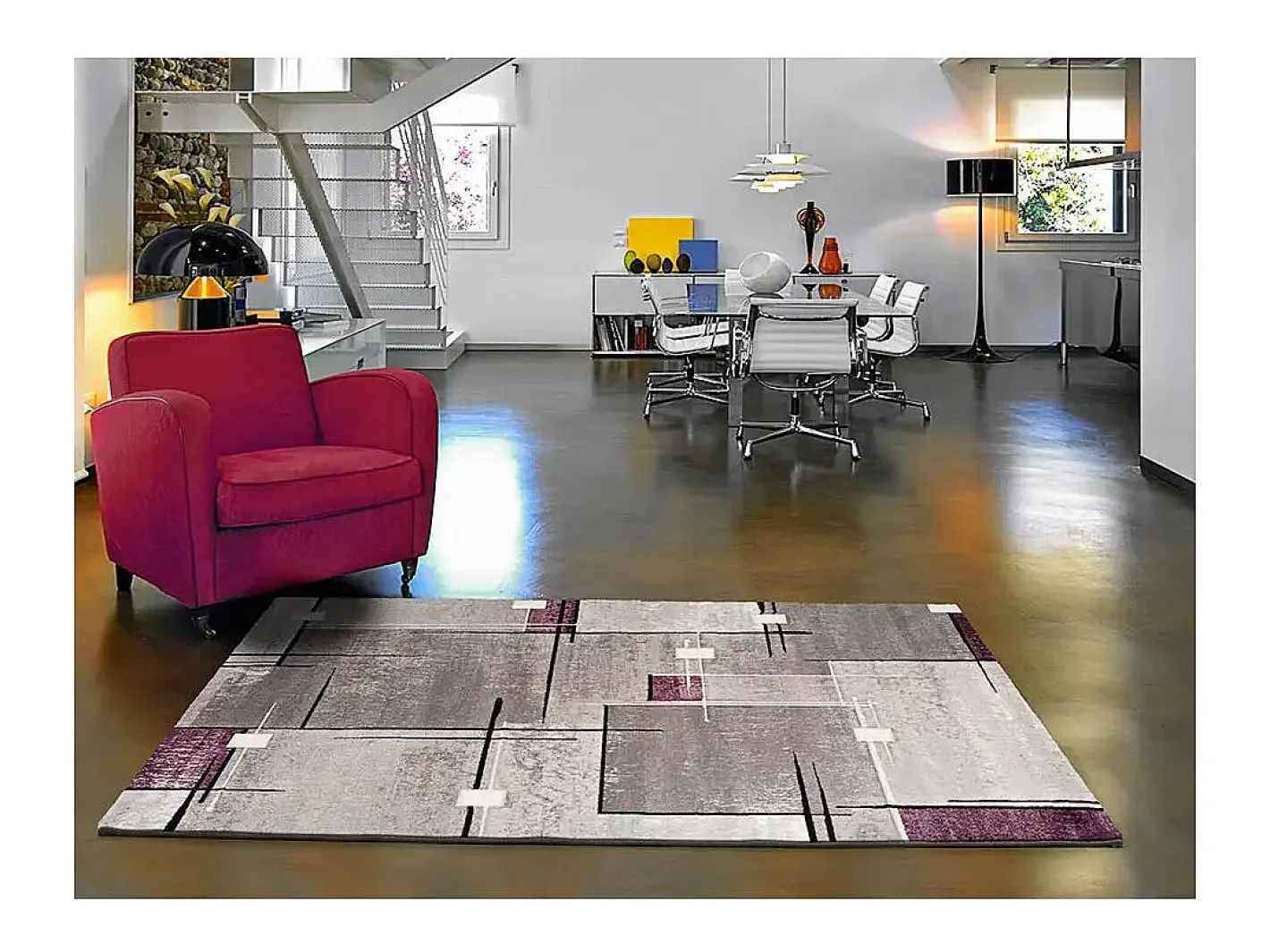 Alfombra De Salón-Alfombra interior - geométrico - lila / gris - 200 x 290 cm - DETROIT Gris / Violeta