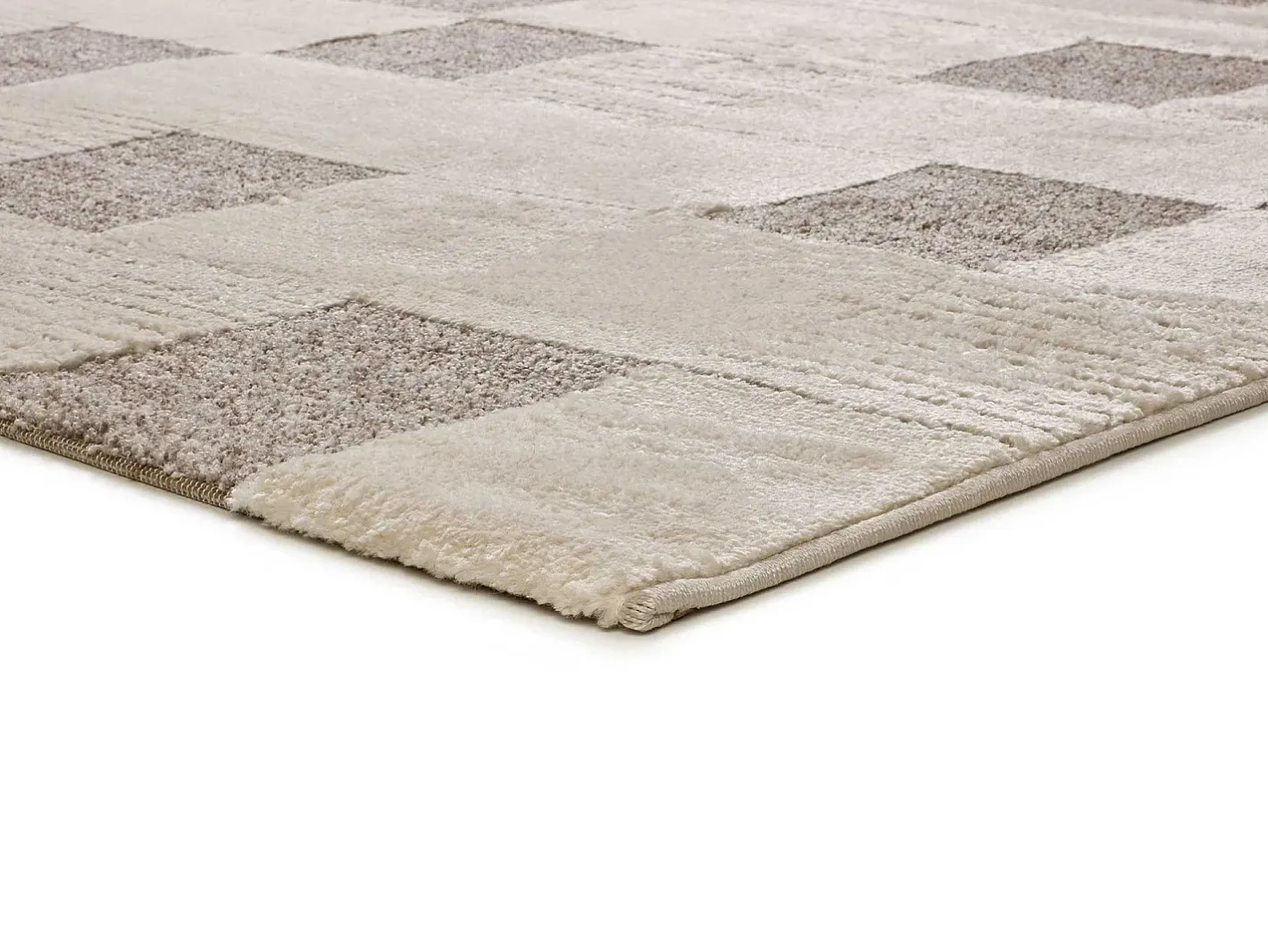 Alfombra De Salón-Alfombra interior - geométrico con relieve - - 80 x 150 cm - VERONA Crema