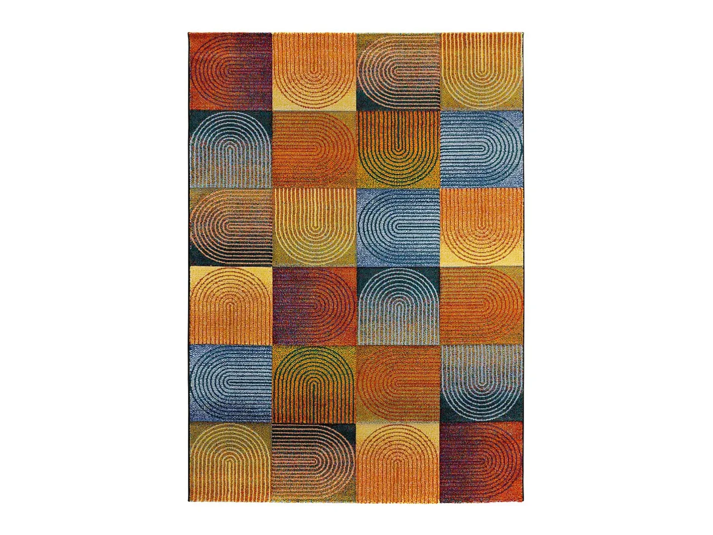 Alfombra interior - geométrico - multicolor - 160 x 230 cm - SYBIL Naranja / Azul / Amarillo / Multicolor Discount