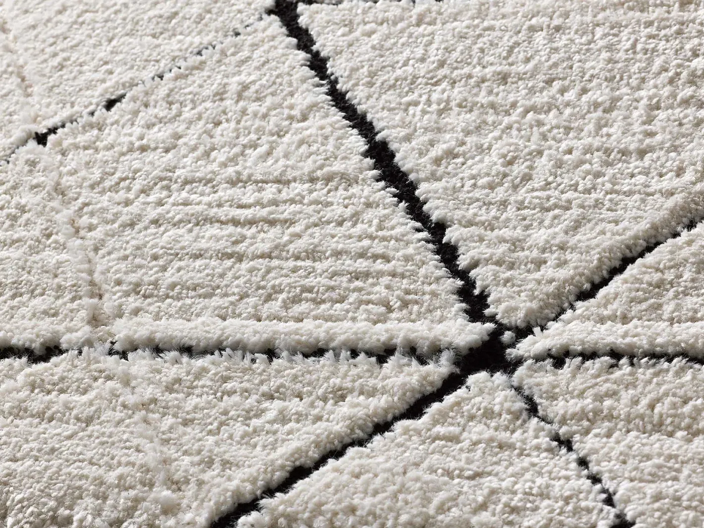 Alfombra interior - geométrico con relieve - blanco - 160 x 230 cm - TURIN Negro / Blanco Best
