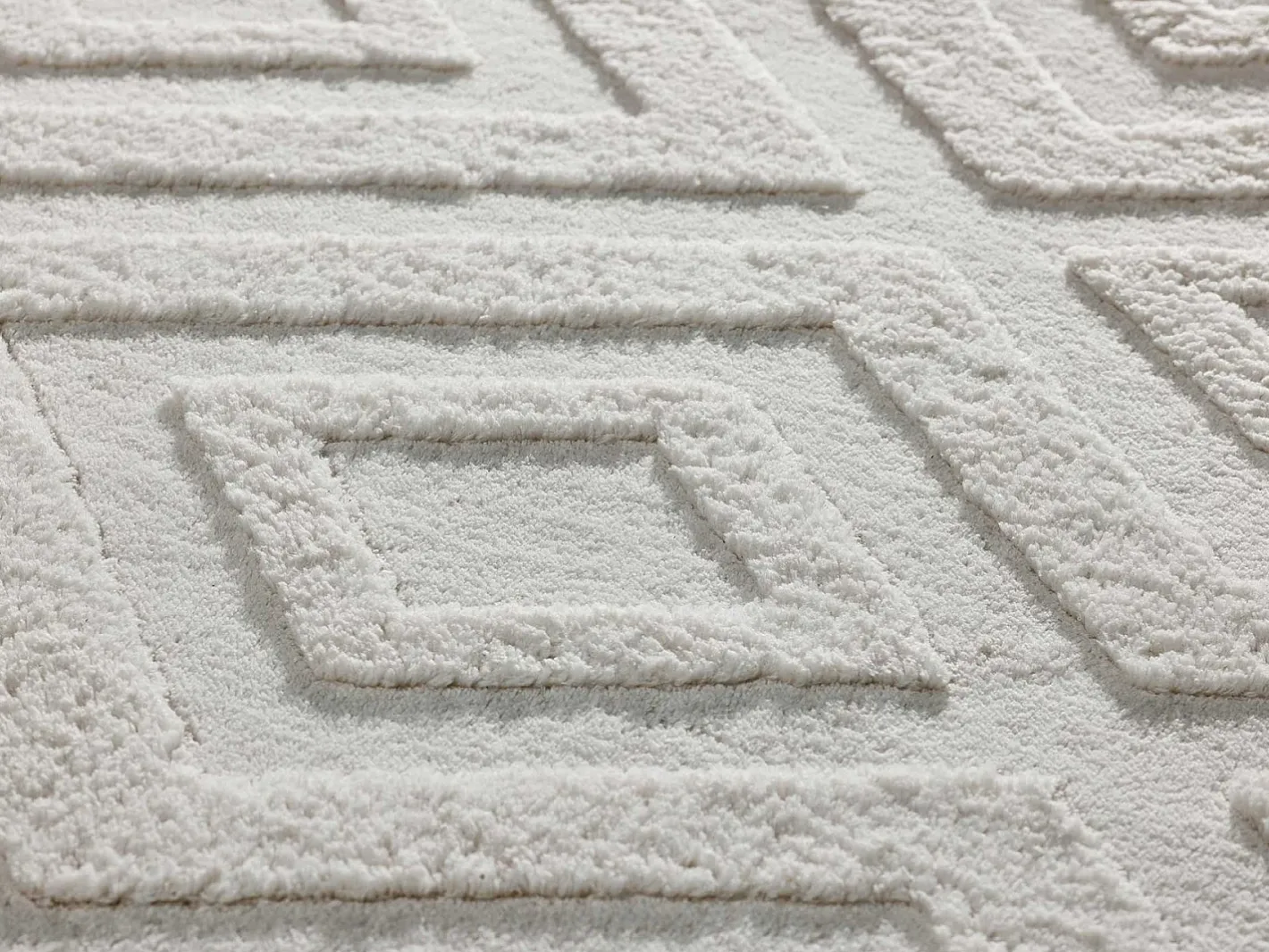 Alfombra interior - geométrico con relieve - crema - 80 x 150 cm - ESTILO Blanco