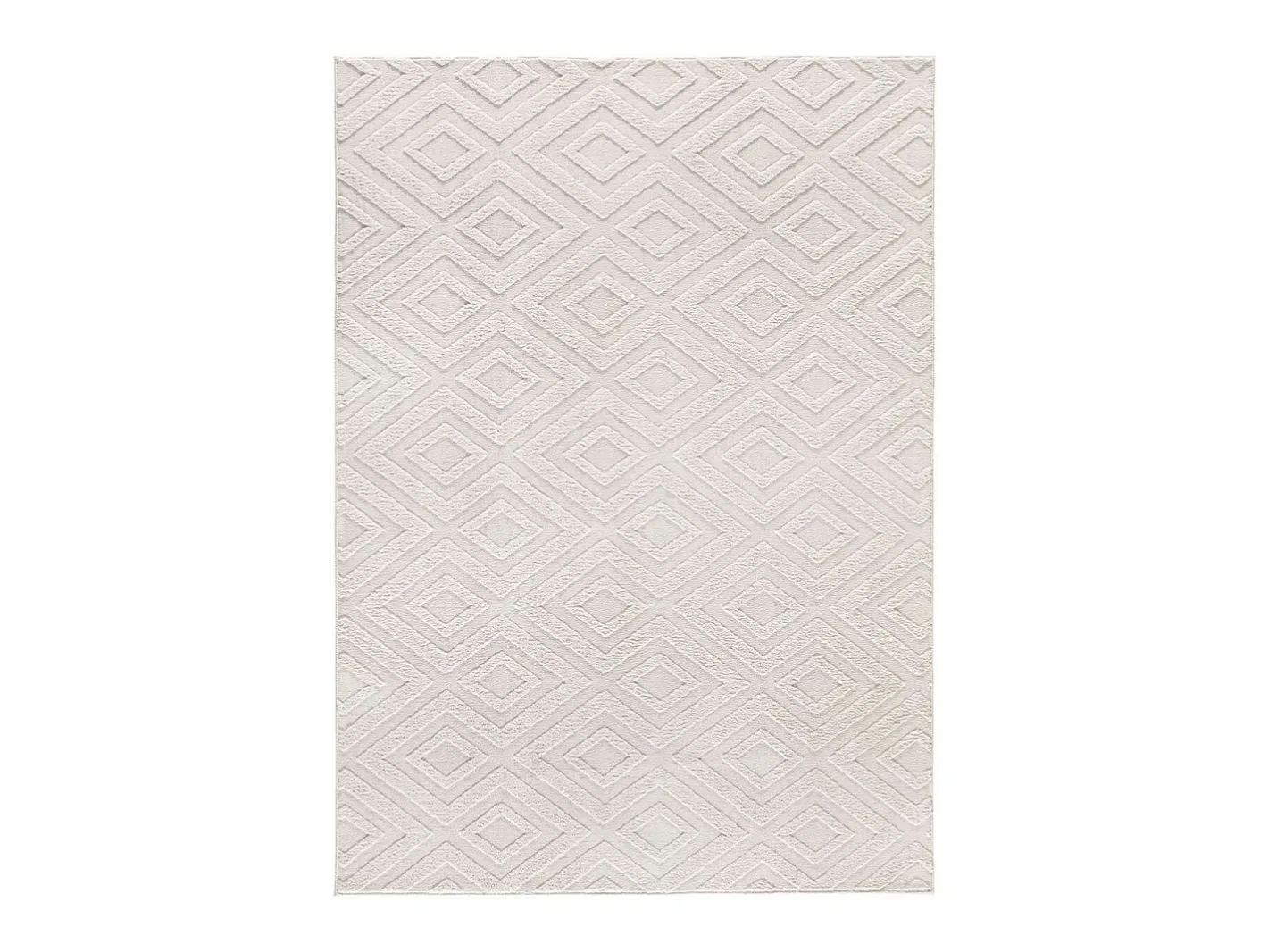 Alfombra interior - geométrico con relieve - crema - 80 x 150 cm - ESTILO Blanco