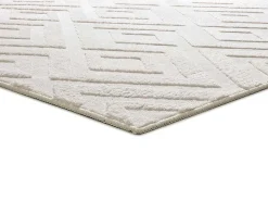 Alfombra interior - geométrico con relieve - crema - 80 x 150 cm - ESTILO Blanco