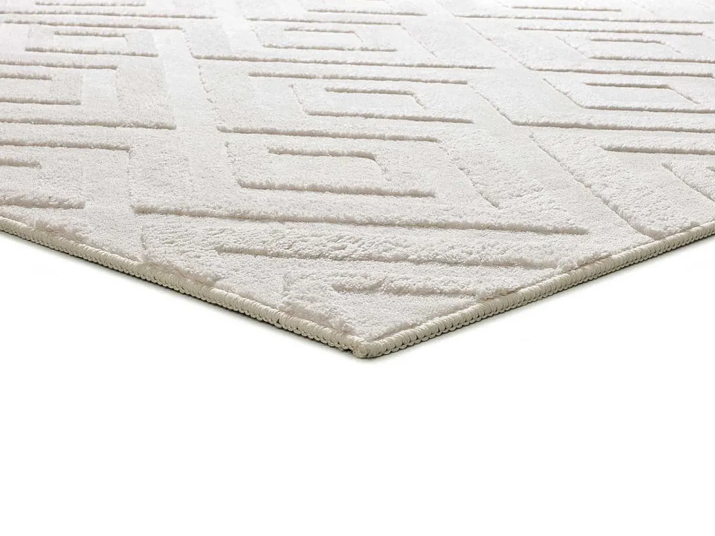 Alfombra interior - geométrico con relieve - crema - 80 x 150 cm - ESTILO Blanco