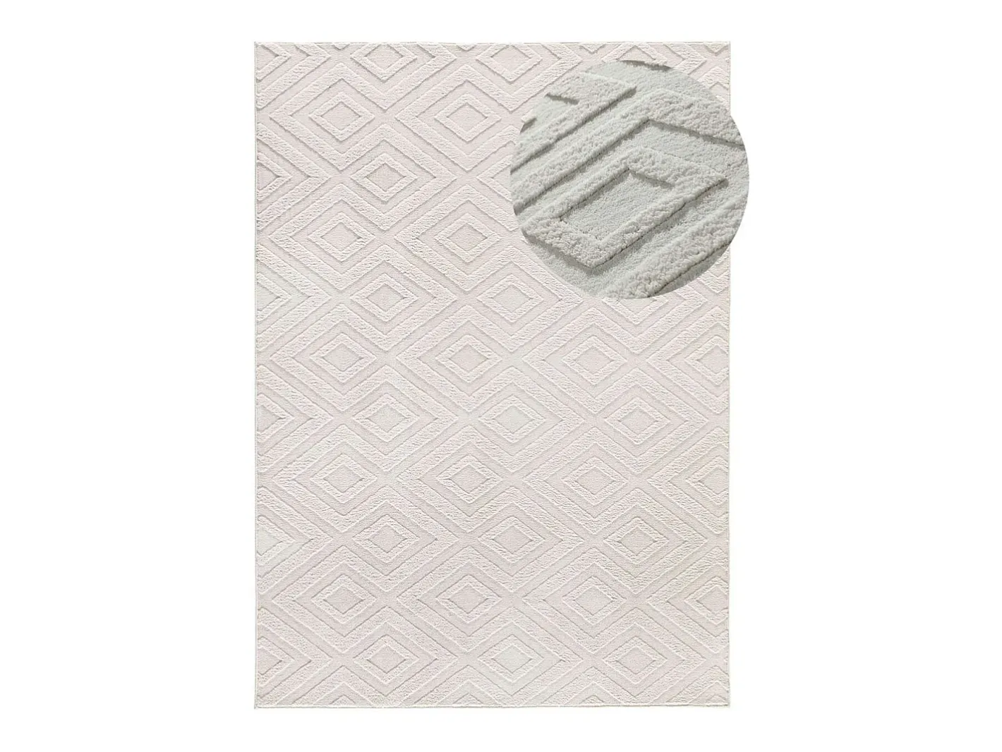 Alfombra interior - geométrico con relieve - crema - 80 x 150 cm - ESTILO Blanco