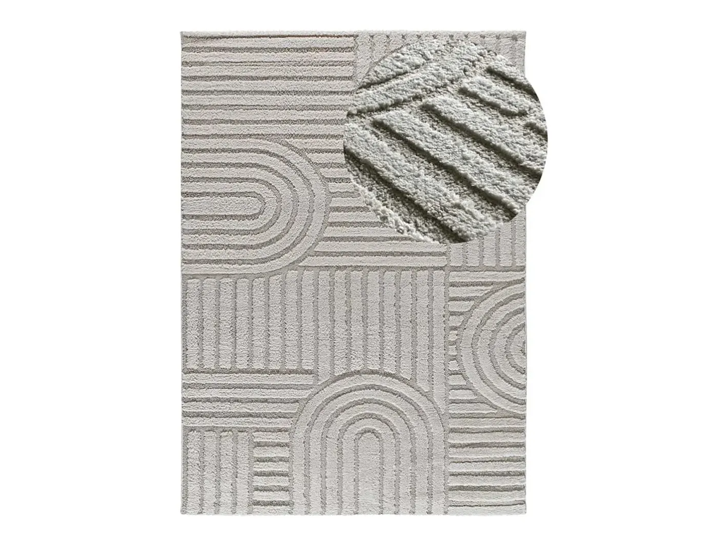 Alfombra interior - geométrico con relieve - gris - 126 x 190 cm - JUNO Gris claro Discount
