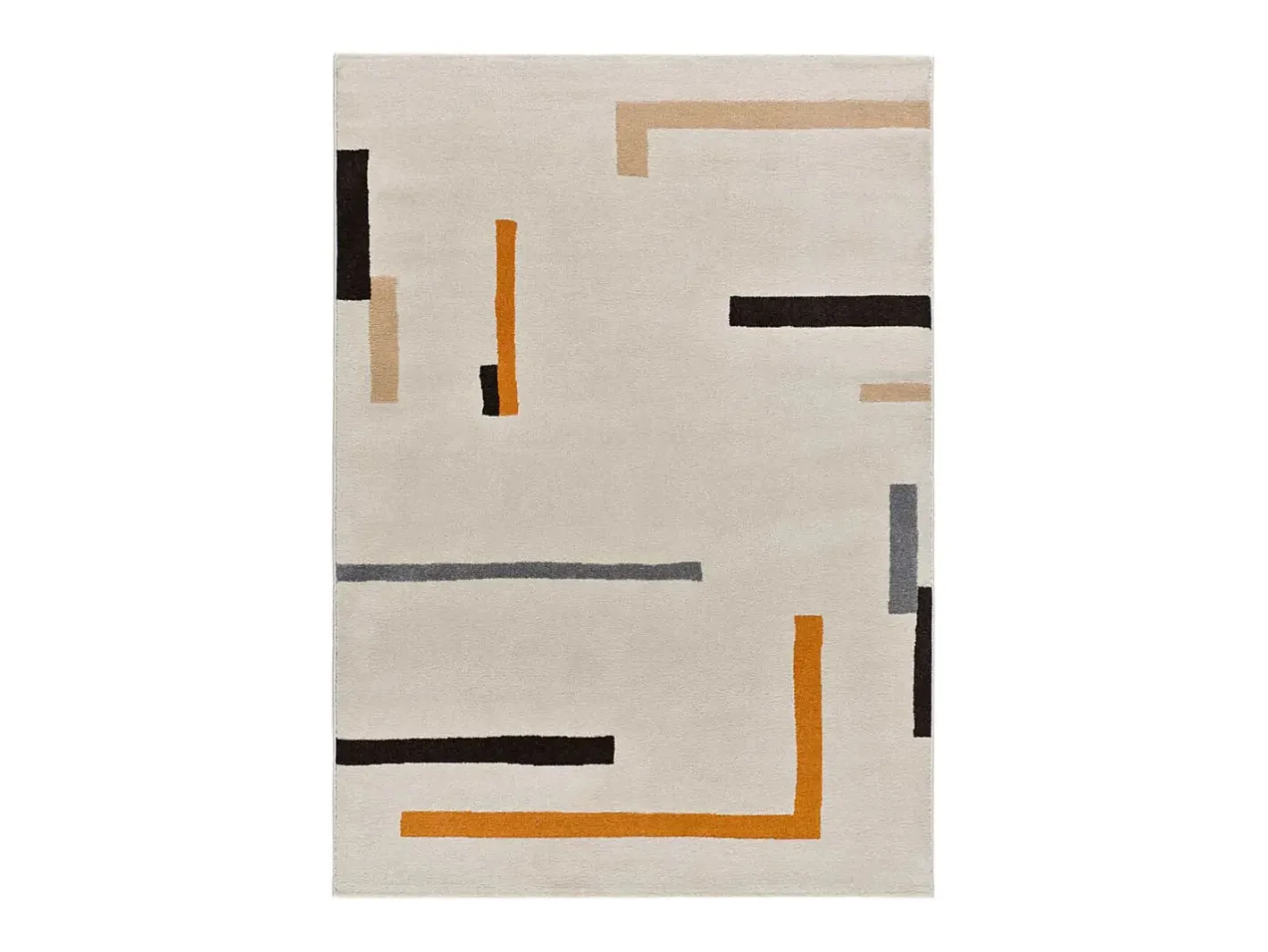 Alfombra interior - geométrico - beige / naranja - 140 x 200 cm - LESSIA Naranja / Beige Discount