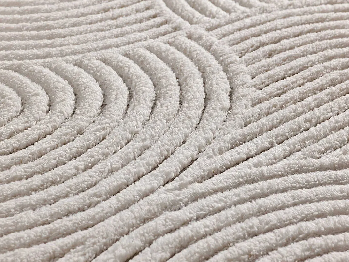 Alfombra interior - geométrico con relieve - crema - 120 x 170 cm - ESTILO Blanco Best