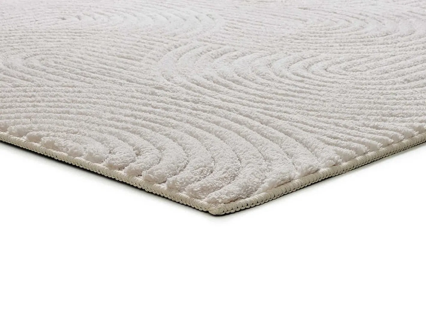 Alfombra interior - geométrico con relieve - crema - 120 x 170 cm - ESTILO Blanco Best