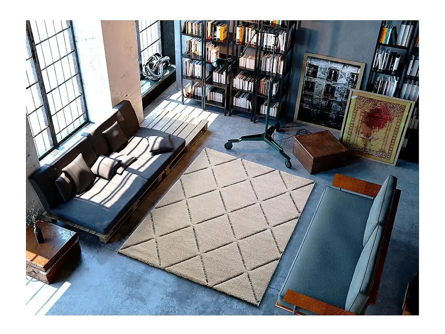 Discount Alfombra interior - geométrico - - 120 x 170 cm - SWANSEA Blanco