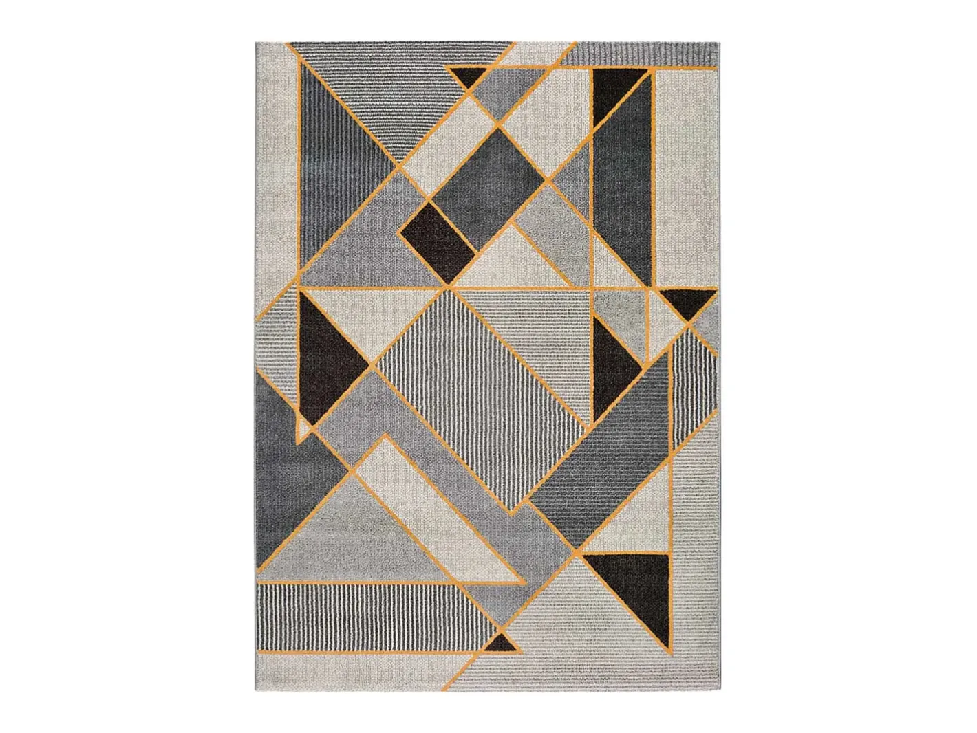 Alfombra interior - geométrico - gris - 160 x 230 cm - LEO Gris / Mostaza New